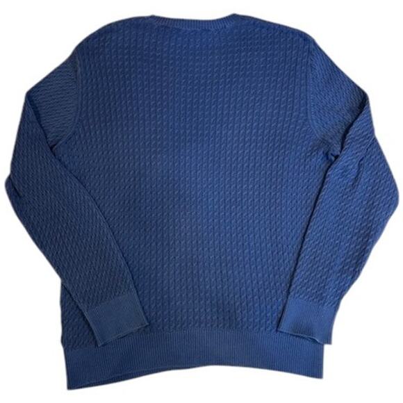 VINEYARD VINES Men's Cableknit sweater MEDIUM Blue 100% Cotton Nautical preppy - Picture 2 of 8